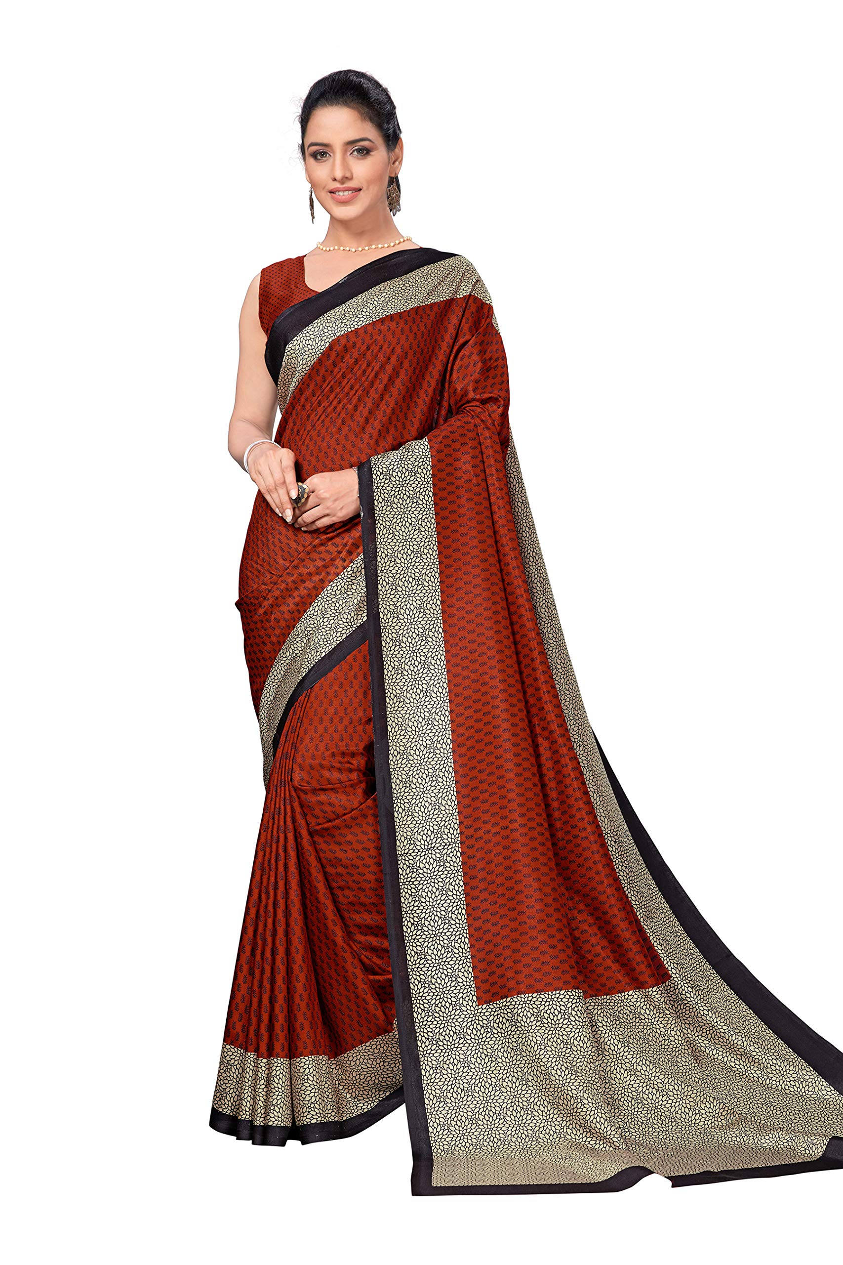 Vimla Women's Multicolor Malgudi Art Silk Uniform Saree with Blouse Piece (MALGUDI 2)
