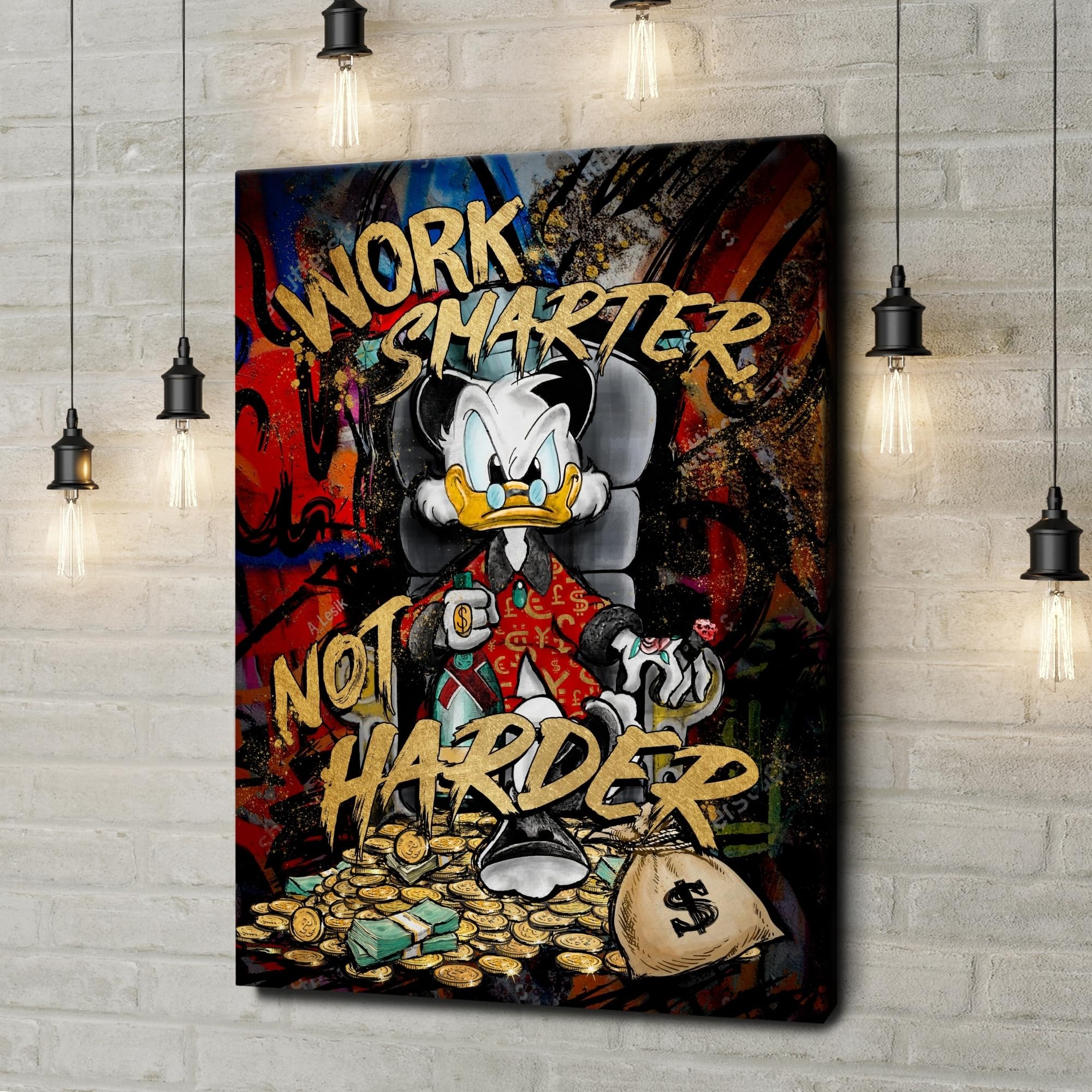 Artmazing Dagobert Bild bunt | Bild Dagobert | S-Art Bilder | Dagobert Bilder Modern | Coole Wandbilder Wohnzimmer | Wandbild Dagobert Deko XXL | Bild Leinwand XXL | Buntes Poster für Wand