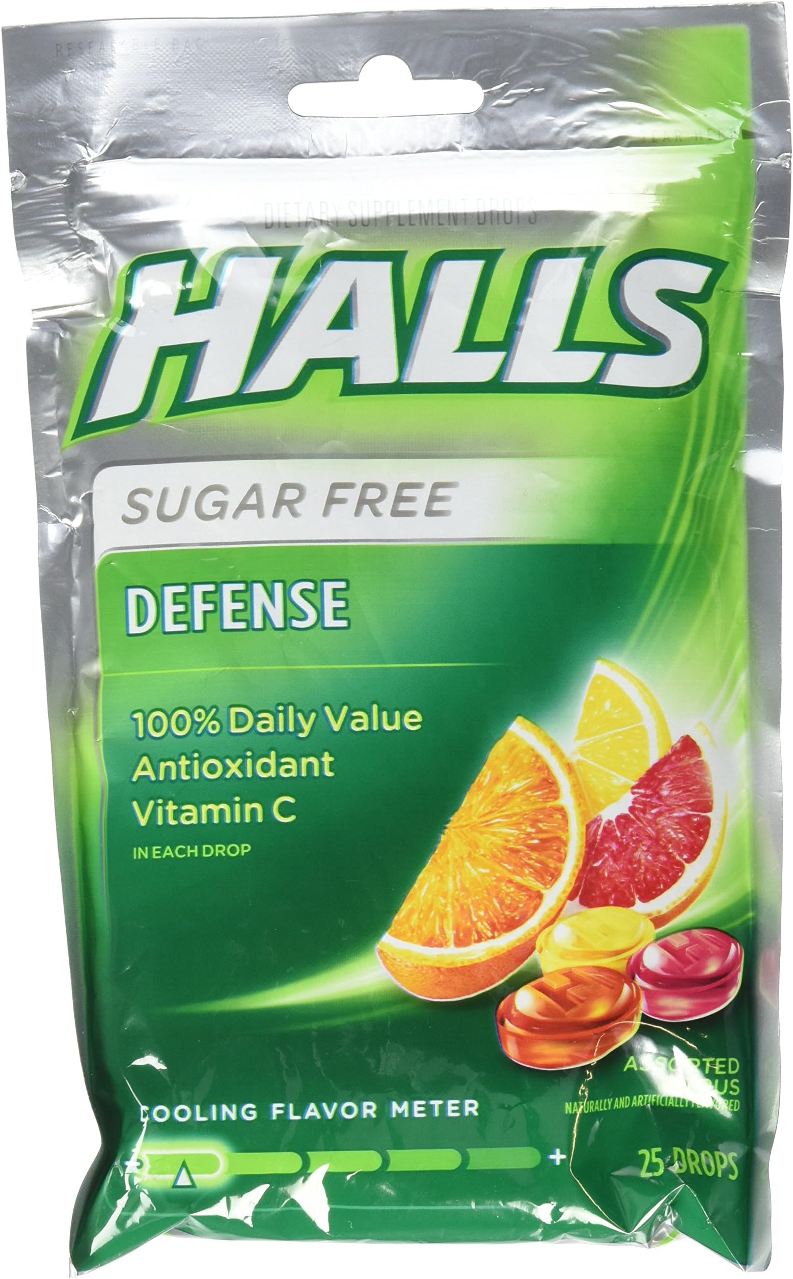 Halls Defense Assorted Citrus Sugar Free 25 Drops - SET of 3
