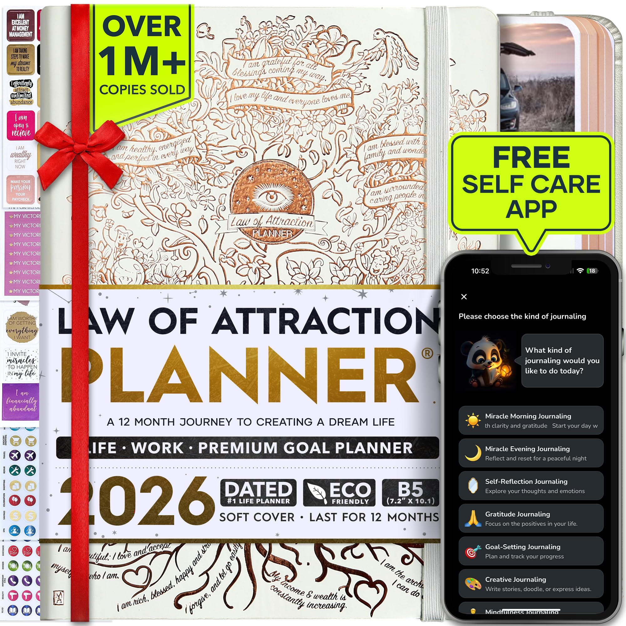 Deluxe 2026 Planner Weekly and Monthly | Law of Attraction Planner with Productivity App | 12-Month for Productivity, Gratitude & Goal Setting | Includes Foldable Vision Board, Gift Box & Stickers