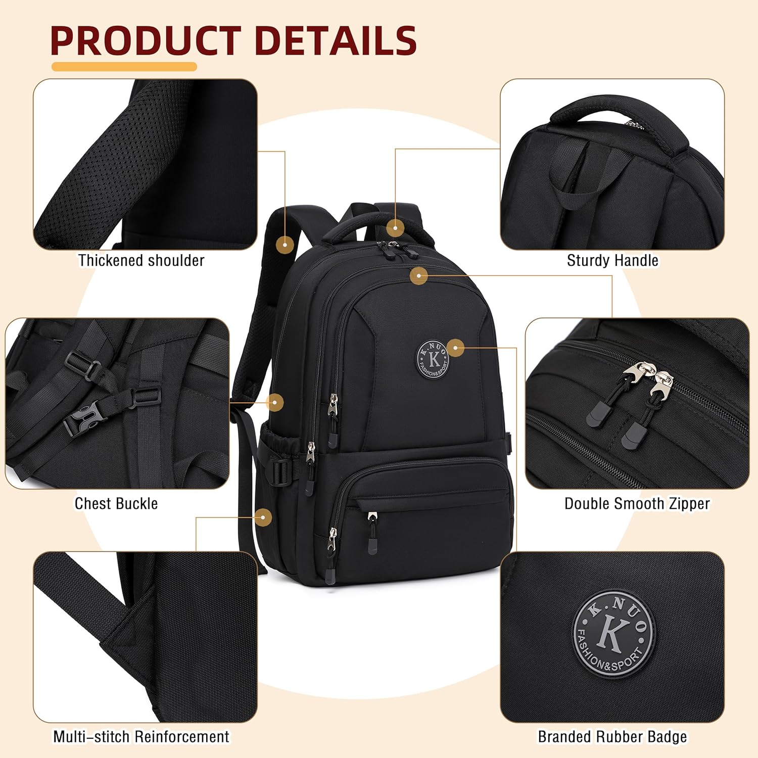 Laptop Backpack for Women Men 17 Inch , Anti Theft Carry on Travel Backpacks, Water Resistant College Bookbag Large Kids School Bag for Teens Boys Girls Business Work Back Pack Casual Daypack Black
