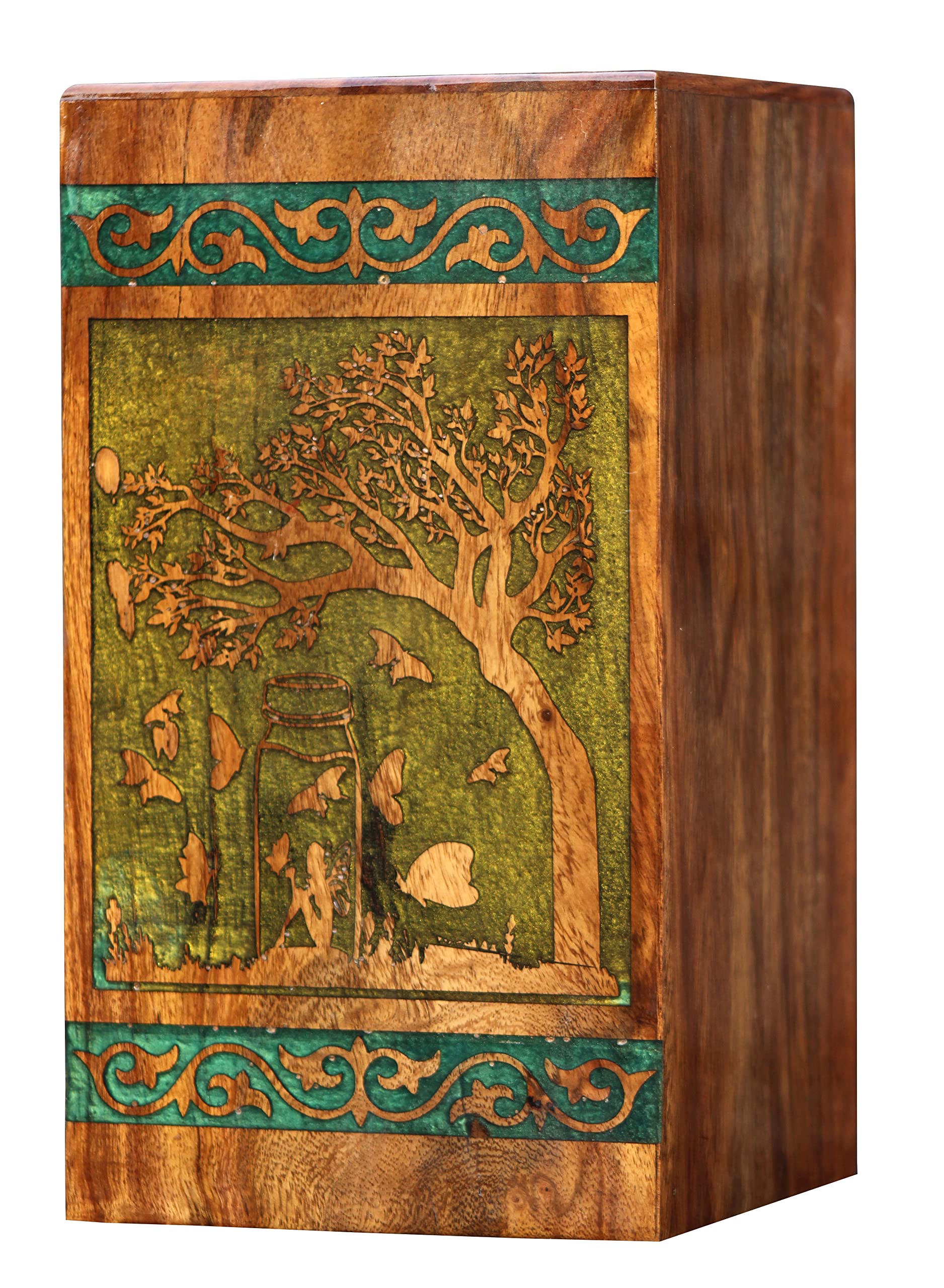 Rosewood Urn for Human Ashes Adult - Cremation Urn for Ashes - Urn for Male - Urn for Female - Wooden Decorative Urn - Urn for Dad/Mom (XSmall)