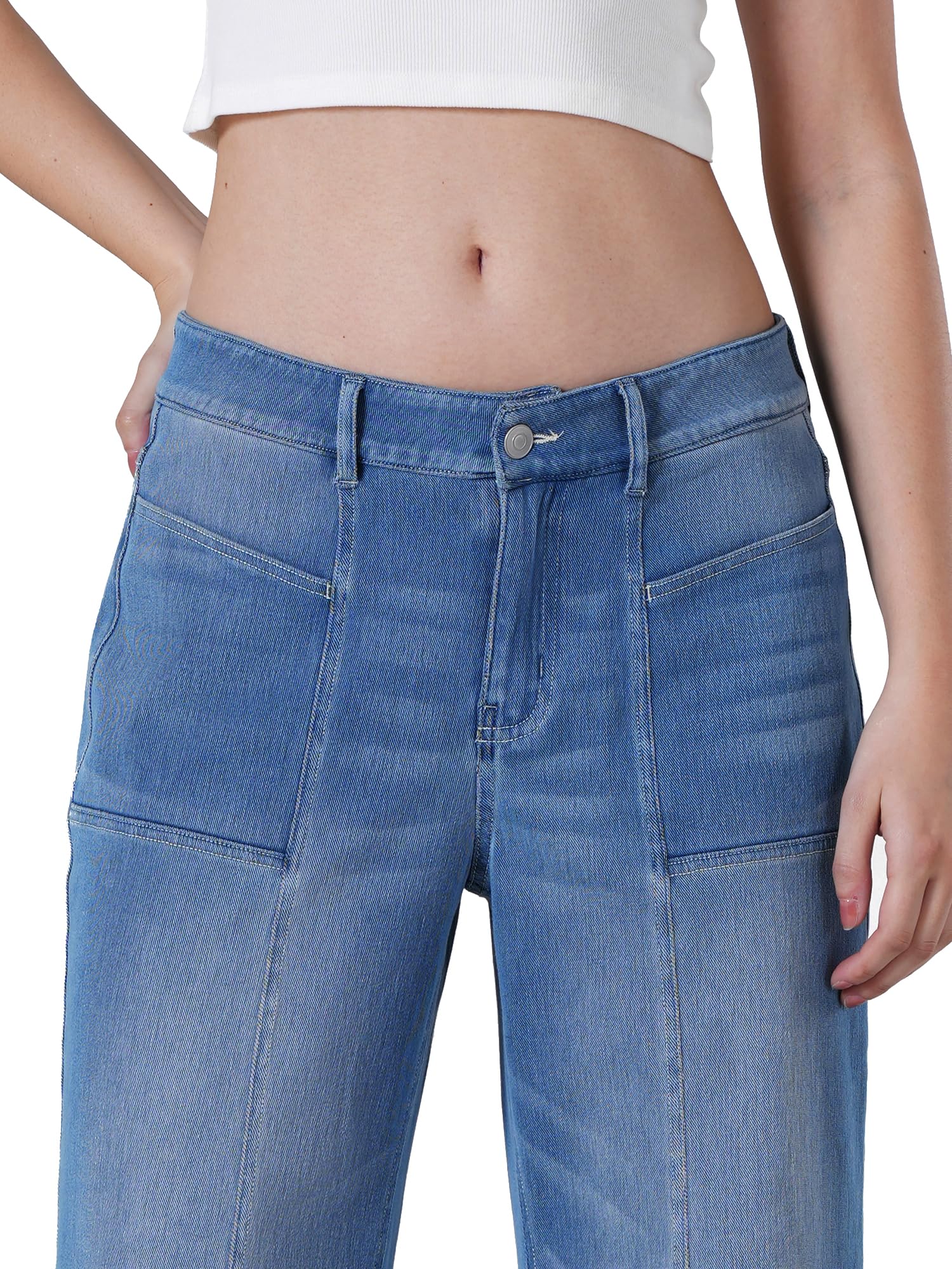 LaiEr Jeans da Donna ad Alta Elasticità con Tasca Frontale con Zip,Modello a Zampa D'elefante Morbido,Ideale per Yoga,Fitness e Tempo Libero Morbido e Confortevole alla Moda,Casual e Molto Versatile