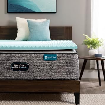 Beautyrest Cool Wave Convoluted Pressure-Relieving Memory Foam Mattress Topper, Twin, 2-Inch, Blue