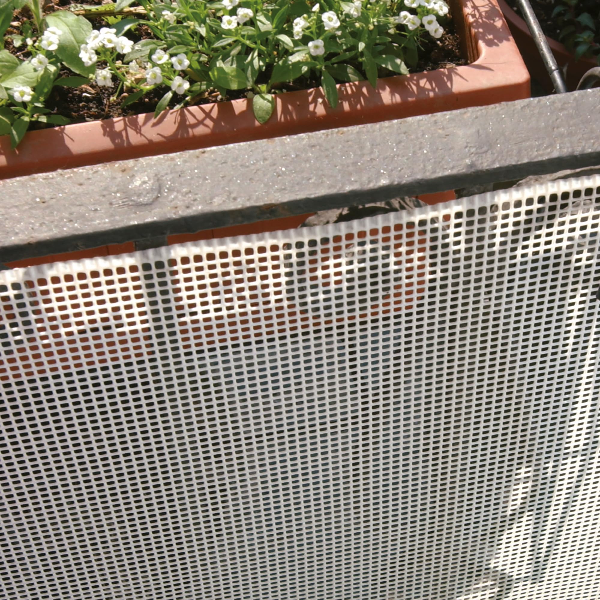 Tenax Malla de Plástico Quadra 05 Blanco 1,00x50 m, Malla Protectora Multiuso para Balcones, Vallas y Cercados
