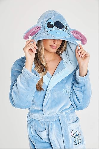 Miniatura 2 de Disney Batas para mujer, batas de baño Lilo and Stitch, bata de baño de forro polar con capucha, poliéster suave
