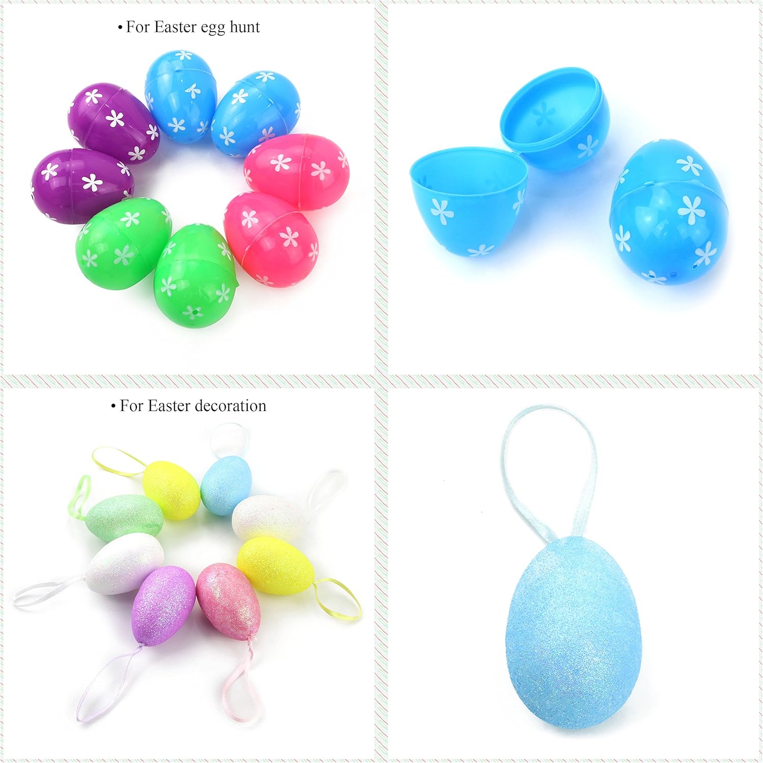 WEWILL 8Pcs Easter Eggs Ornaments for Tree Colorful Easter Eggs Hanging Ornaments Easter Basket Tree Decor Plastic Eggs Foam Ornaments Perfect Decorations for Party, Favors and Holiday Supplies