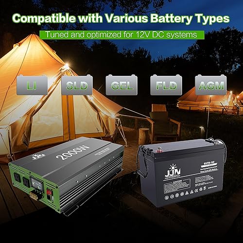 Miniatura 4 de Inversor de onda sinusoidal pura de 2000 W, CC 12 V a CA 110 V120 V, convertidor con pantalla digital LCD, control remoto con cable, inversor de