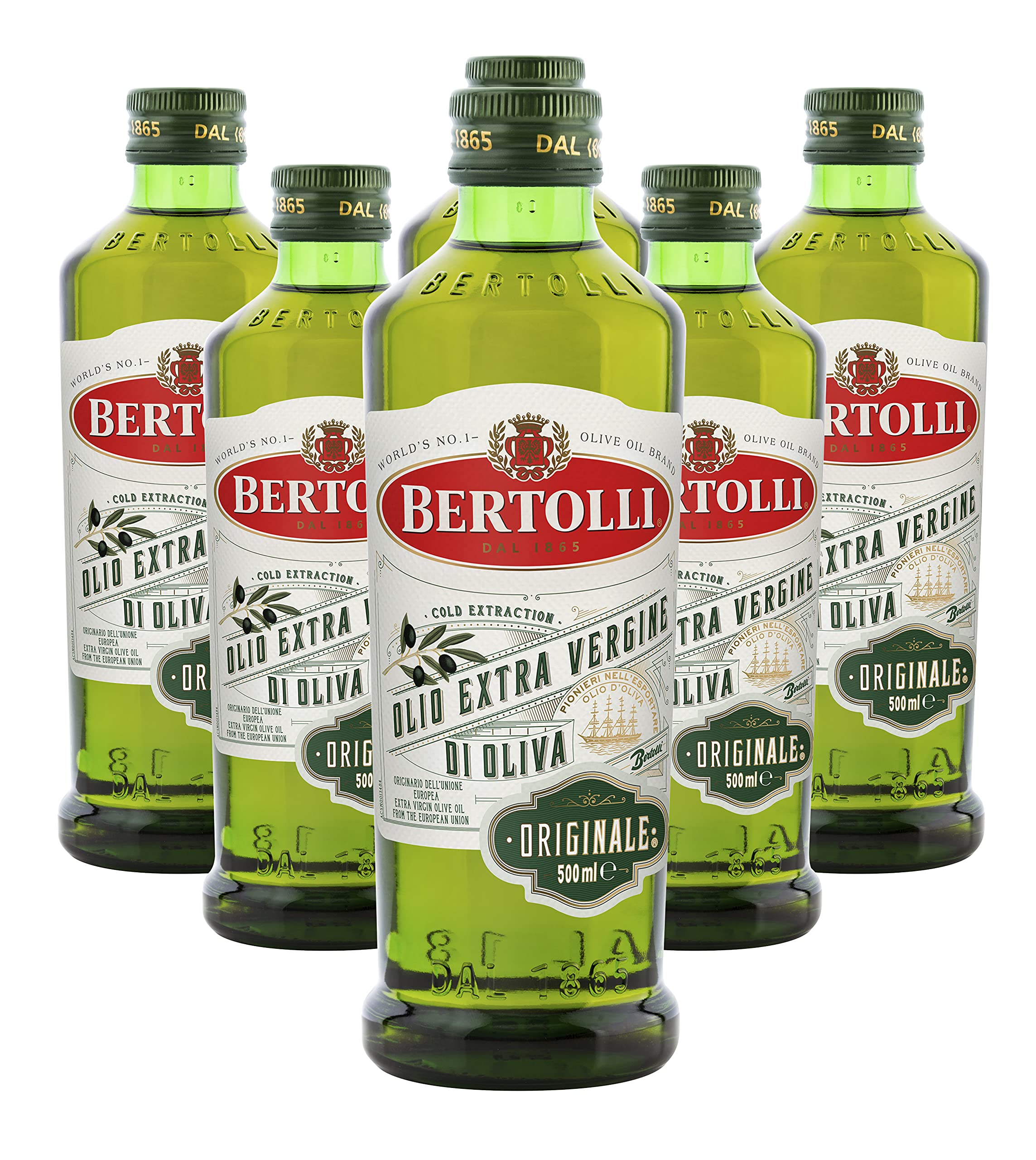 Bertolli Extra Virgin Olivenöl Original Olivenöl Extra Virgin Flasche, 6er Pack (6 x 500 ml)