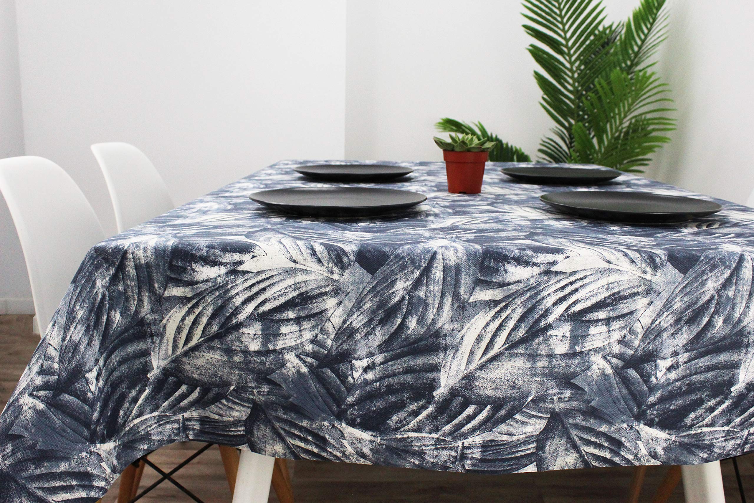 MCMMCM Waterproof and Easy to Clean Fabric Tablecloth - Washable Liquid and Stain Proof Tablecloth with Classic Leaf Design