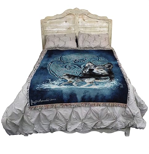 Miniatura 2 de Pure Country Weavers Brigid Ashwood - Manta de lobos celtas – Manta de regalo tejida de algodón – Fabricada en los Estados Unidos (72 x 54 pulgadas)