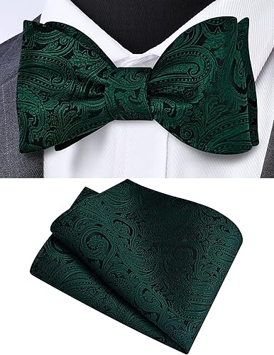 Miniatura 2 de GUSLESON Pajaritas de cachemira para hombre, pajarita, pañuelo de jacquard con bolsillo cuadrado