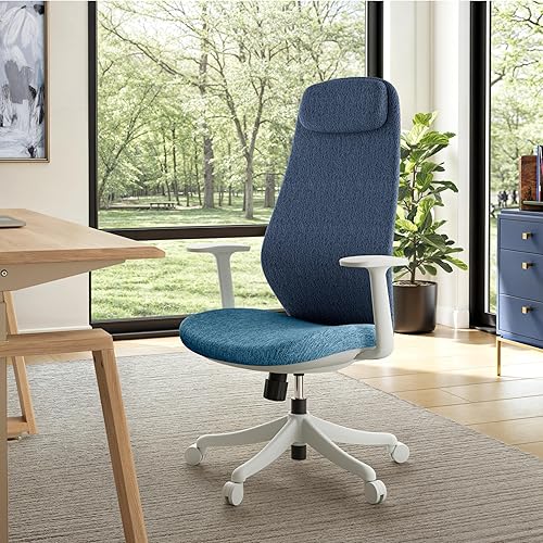 Miniatura 9 de EUREKA ERGONOMIC Skylar-Lite - Silla de oficina de malla azul, silla de escritorio ergonómica con reposacabezas ajustable, sillas de escritorio de