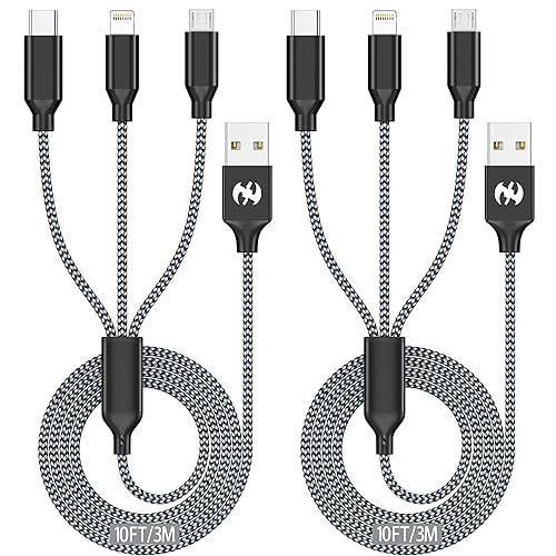Miniatura 11 de Cable de carga múltiple de 4 pies, paquete de 3 cables de carga 3 en 1, múltiples cables de carga rápida de nailon trenzado, cable de carga USB,