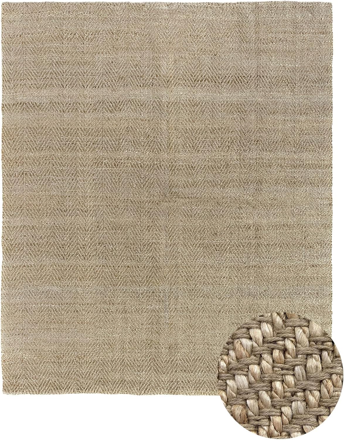 HAMID - Alfombra de Yute Alcázar, 100% Fibra de Yute Natural, Alfombra Suave, Tejida a Mano, Alfombra de Salón, Comedor, Dormitorio, Pasillos, Entrada - Natural (250x200cm)