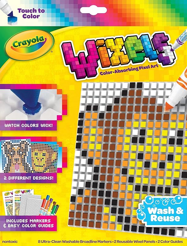 Wixels Animals Activity Kit, Pixel Art Coloring Set, Gift for Kids, Ages 6, 7, 8, 9