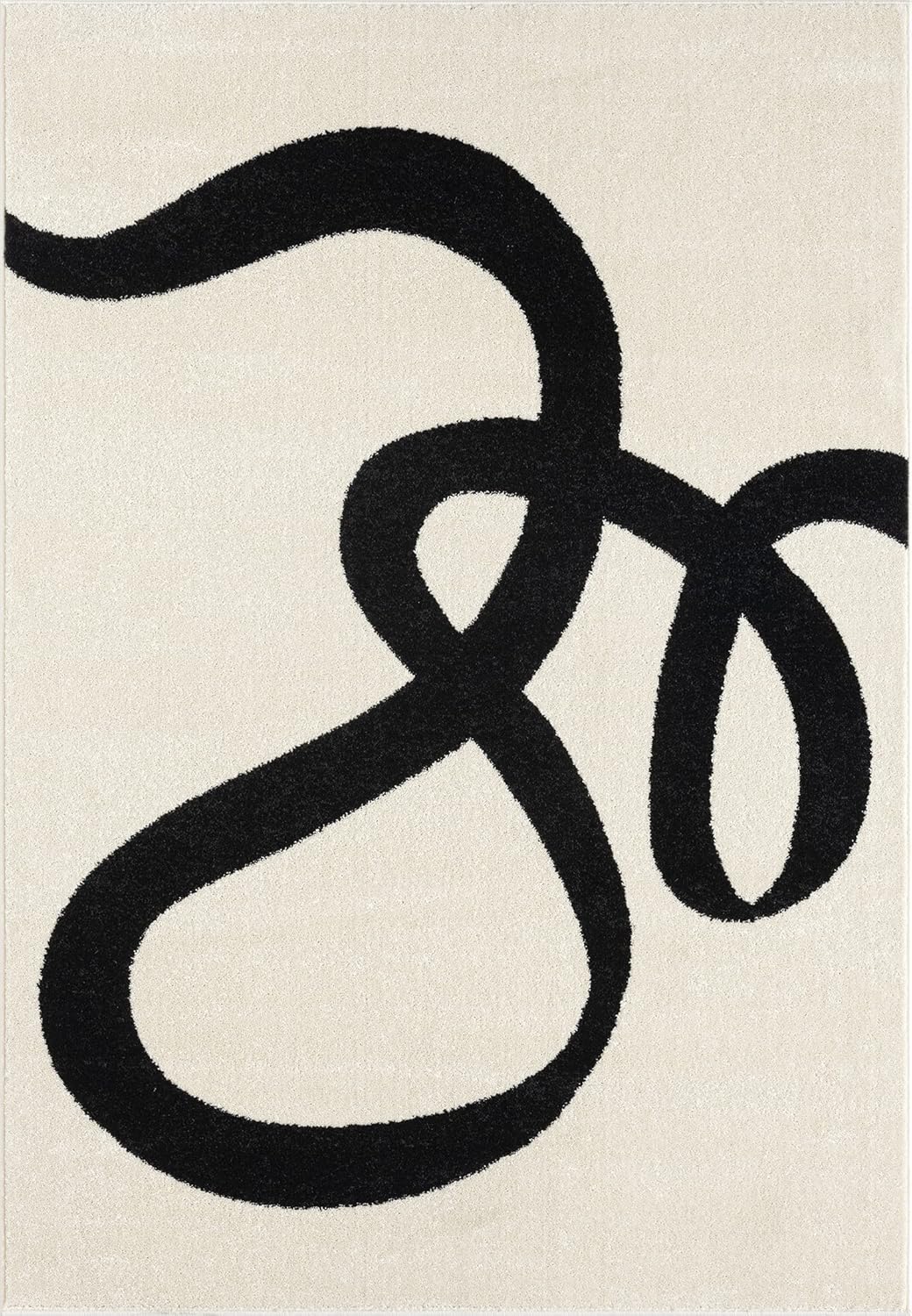6' x 9' Black and Beige Abstract Rectangular Rug