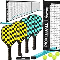 Homie Portable Pickleball Net Set: 22FT Regulation Size, 4 Paddles & Balls, Backpack Bag, Easy No-Tools Setup, Weatherproof Indoor/Outdoor