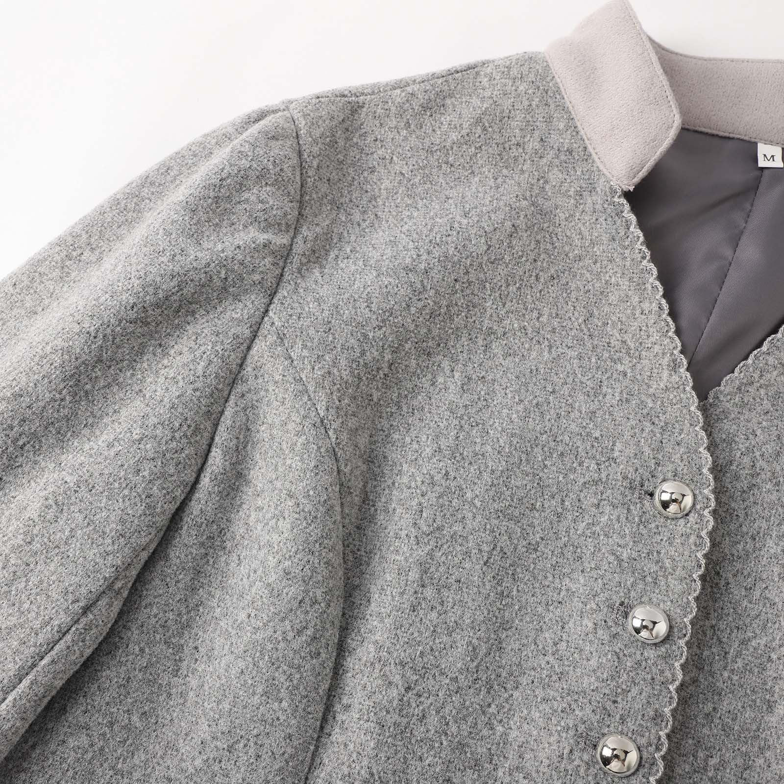 Trachtenjacke Damen Kurze Wolljacke Stehkragen Dirndl Jacke Traditionelle taillierte Lodenjacke Festliche Trachtenblazer Elegante Wolle Trachtenjanker Oktoberfest Trachten Dirndljacke