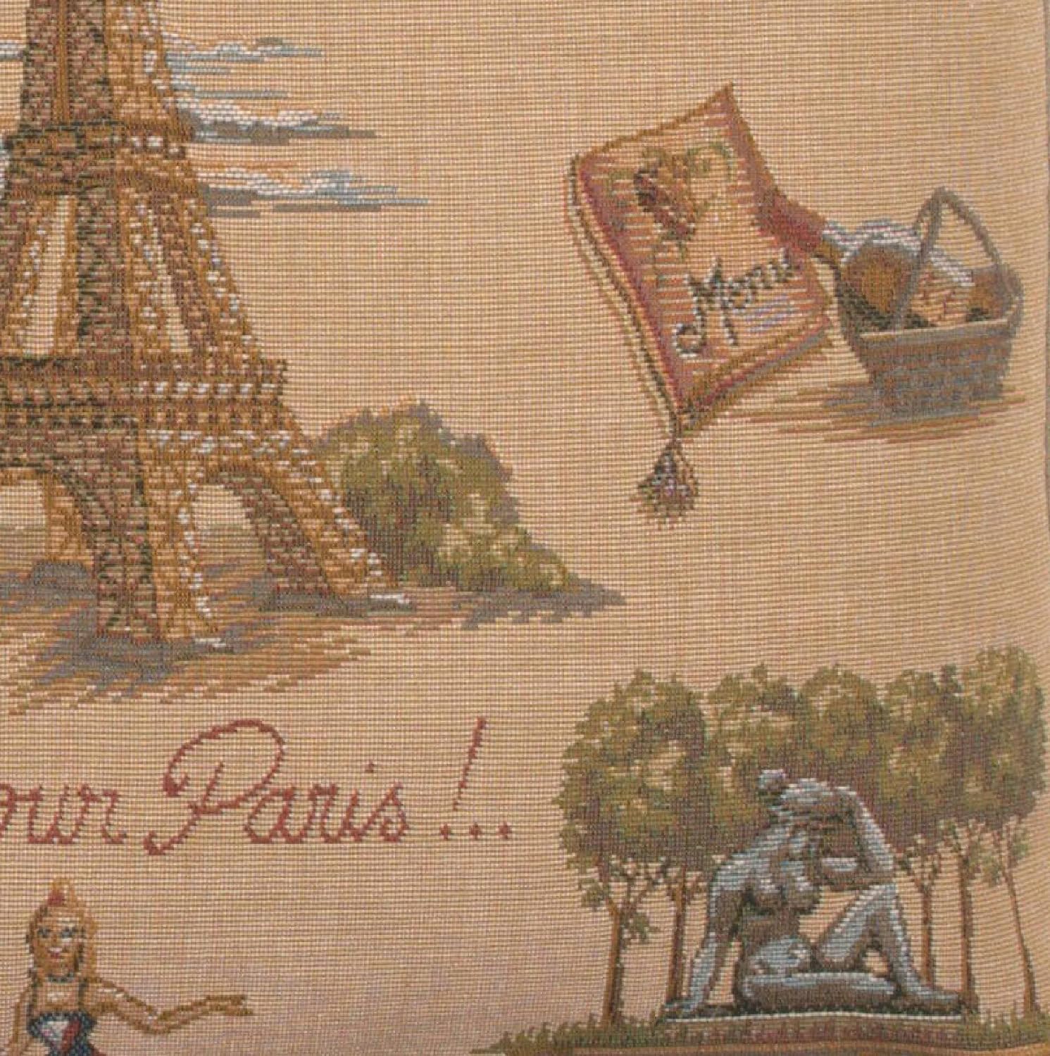 Paris Tour Eiffel French Tapestry Cushion - 19 in. x 19 in. Cotton by Charlotte Home Furnishings