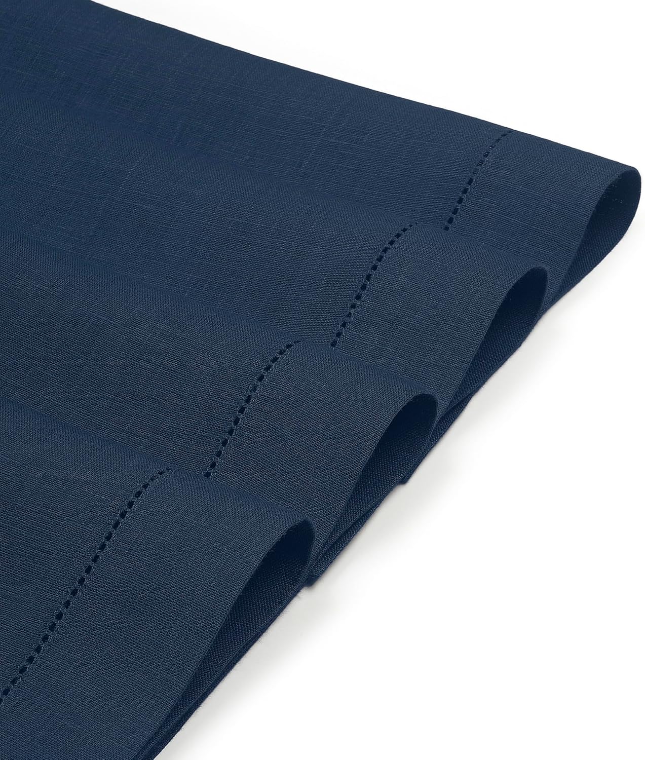 D'Moksha Homes Linen Placemats Set of 6 - Classic Hemstitch Navy Blue Placemats 14 x 19 Inch - 100% Pure Linen Table Mats for Spring - Handcrafted and Machine Washable