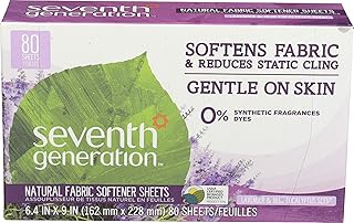 Seventh Generation, Fabric Softener Shtees Lavender, 80 Count