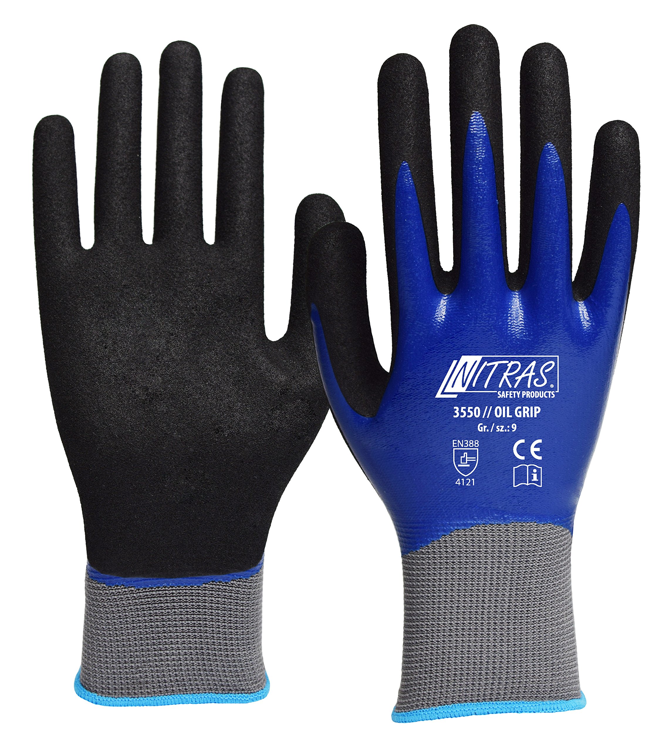72 Paar NITRAS OIL GRIP Nylon-Handschuhe, doppelt Nitrilbeschichtung 10 Grösse 10