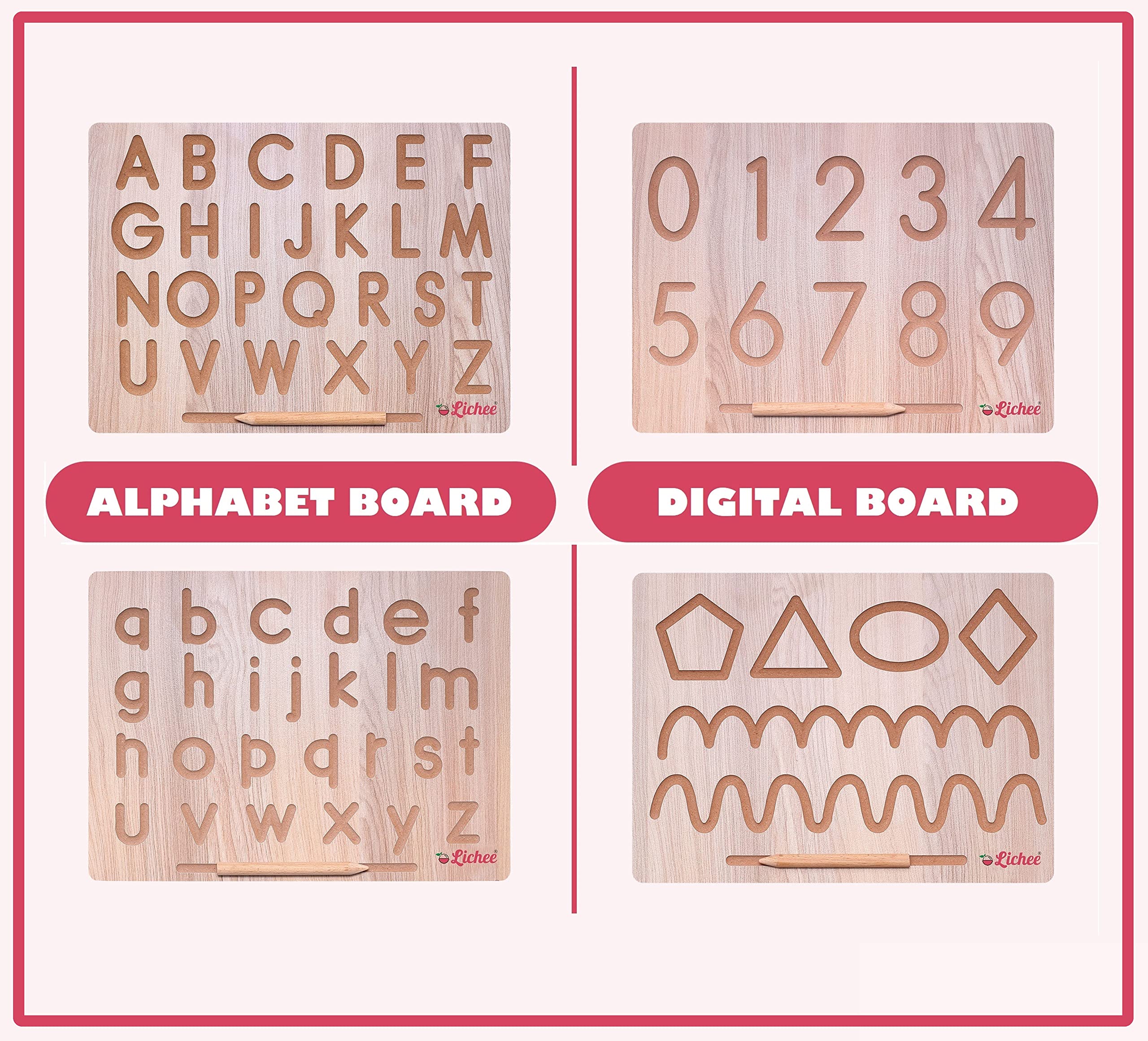 Lichee® English Capital & Small Alphabet and Number and Patten Board (Combo of 2 Board Alphabet, Number and Patten) (B09WVWBF1N) Amazon Price History, Amazon Price Tracker