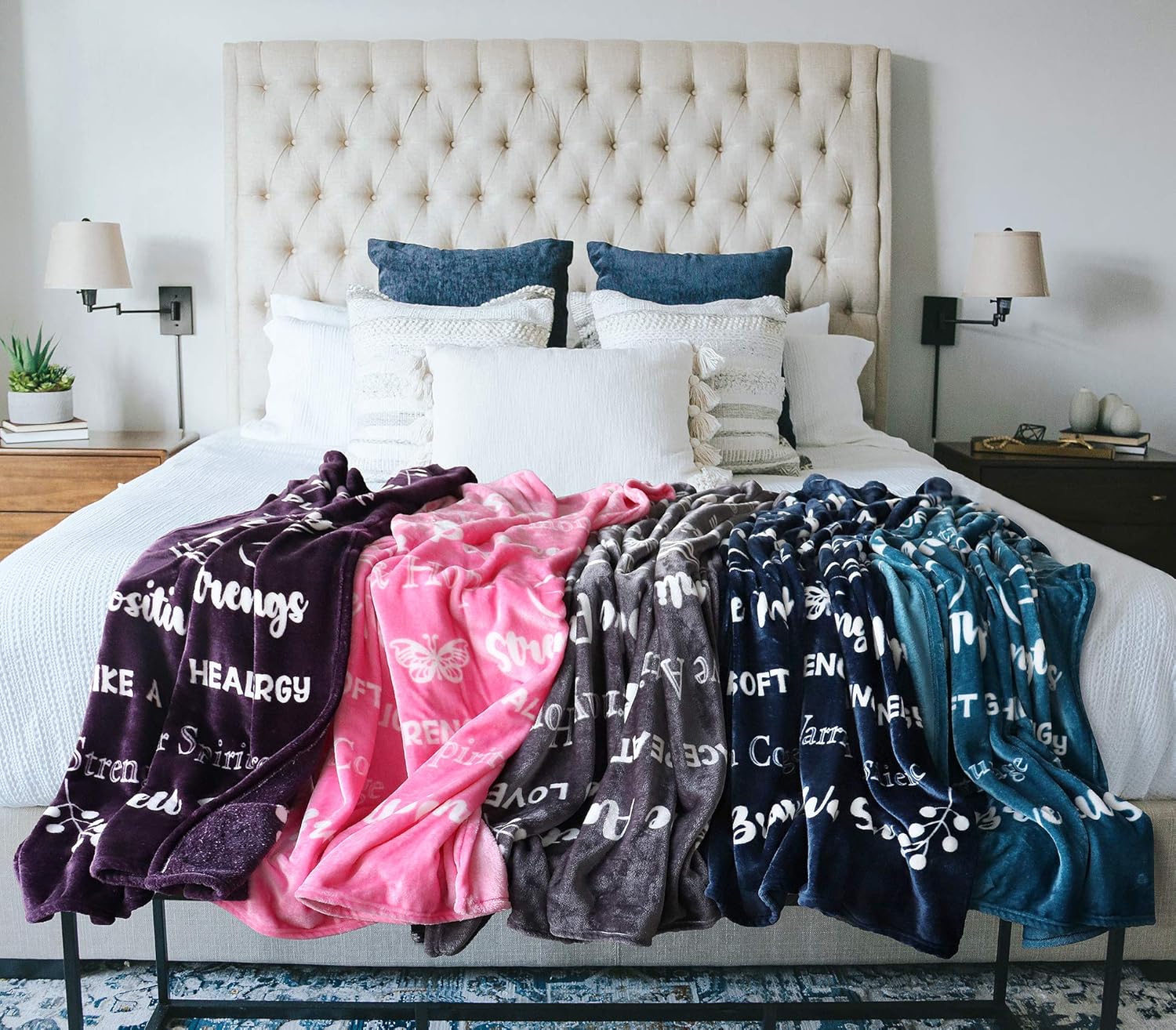 MACEVIA Breast Cancer Gifts for Women Fleece Healing Thoughts Blanket Super Soft & Warm Get Well Breast Cancer Blanket Sympathy Gift with Inspirational Positive Energy (50"x60", Pink) - Image 7