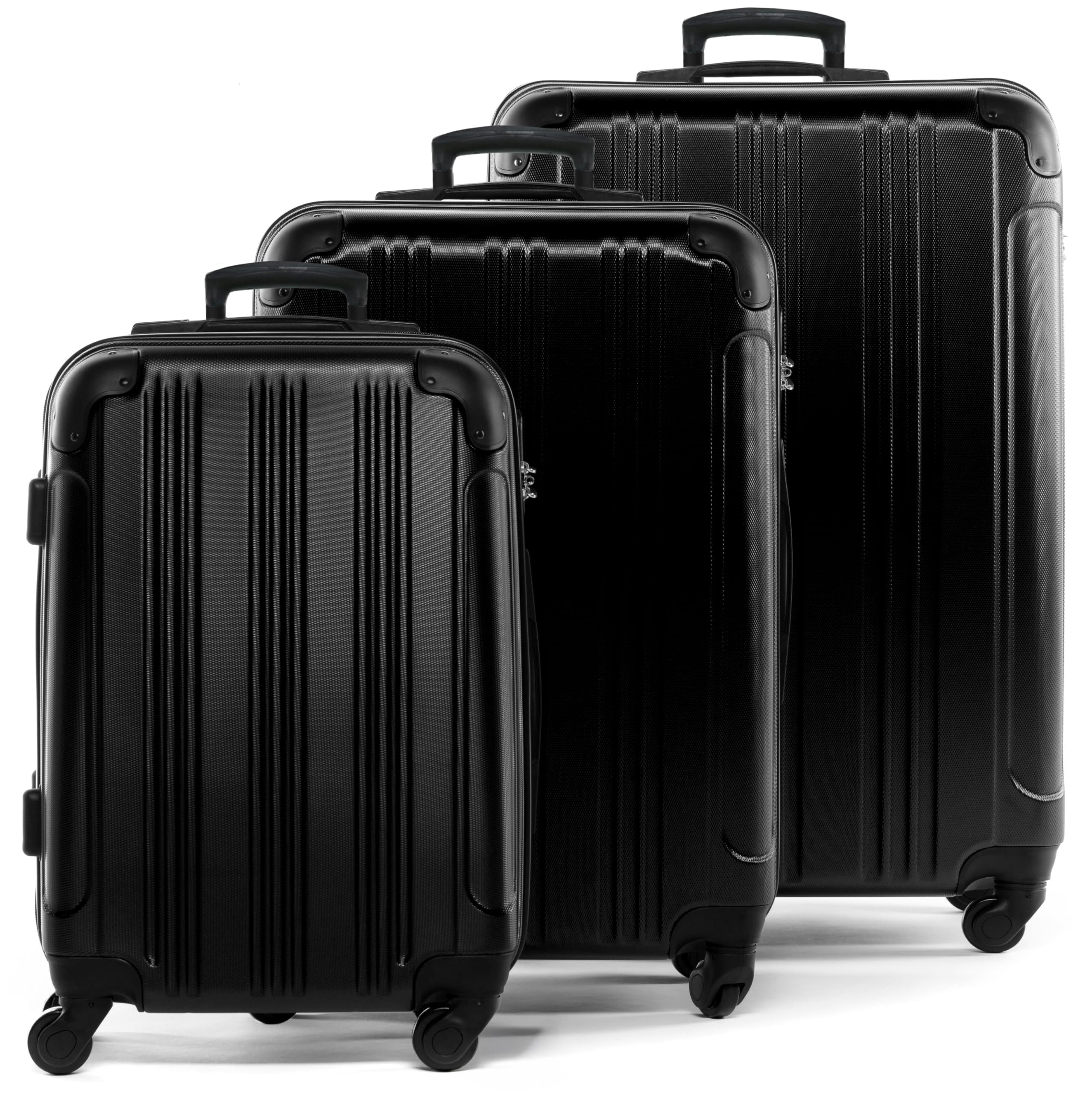 FERGÉ Zestaw walizek premium 3-częściowy: 28", 24" i bagaż podręczny w jednym zestawie, bardzo wytrzymałe walizki podróżne z 4 delikatnymi rolkami i zabezpieczeniami na narożach, zestaw walizek z