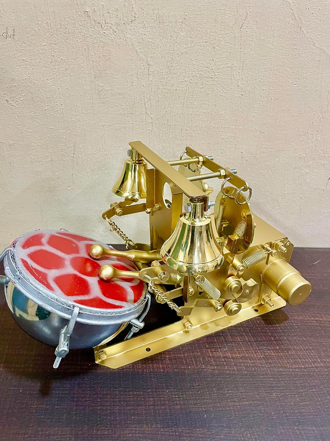 Samufy 6 inch Small aarti machine/arti nagara temple drum bell machine