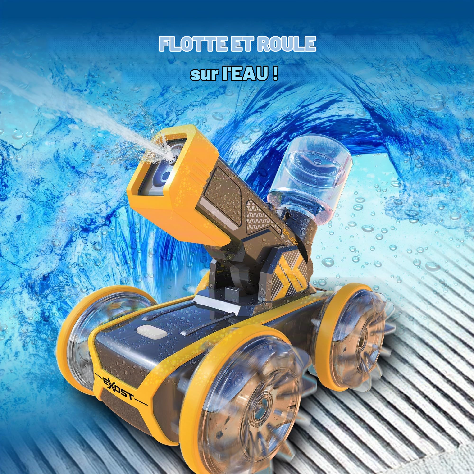 Silverlit - Exost - Hydro Blast - Voiture Radiocommandée Fonction Pistolet à Eau - Roule sur Terre et dans l'eau - Batterie Rechargeable - Dès 5 Ans