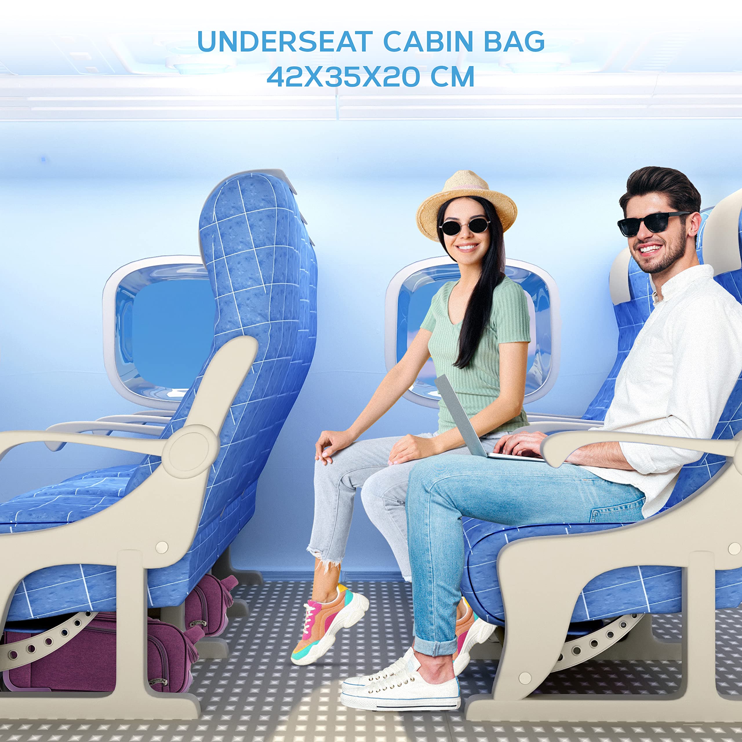 Flight Knight easyJet Underseat Carry On Non Priority Approved Hand Luggage Case - 2 Wheels - Ultra Lightweight Durable Soft Case Textile Cabin Suitcase 42x35x20cm