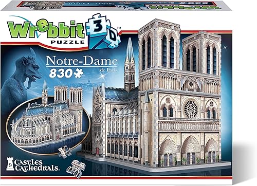Wrebbit3D Notre-Dame de Paris 3D Puzzle | 830 piezas de rompecabezas | Colección de castillos y catedrales