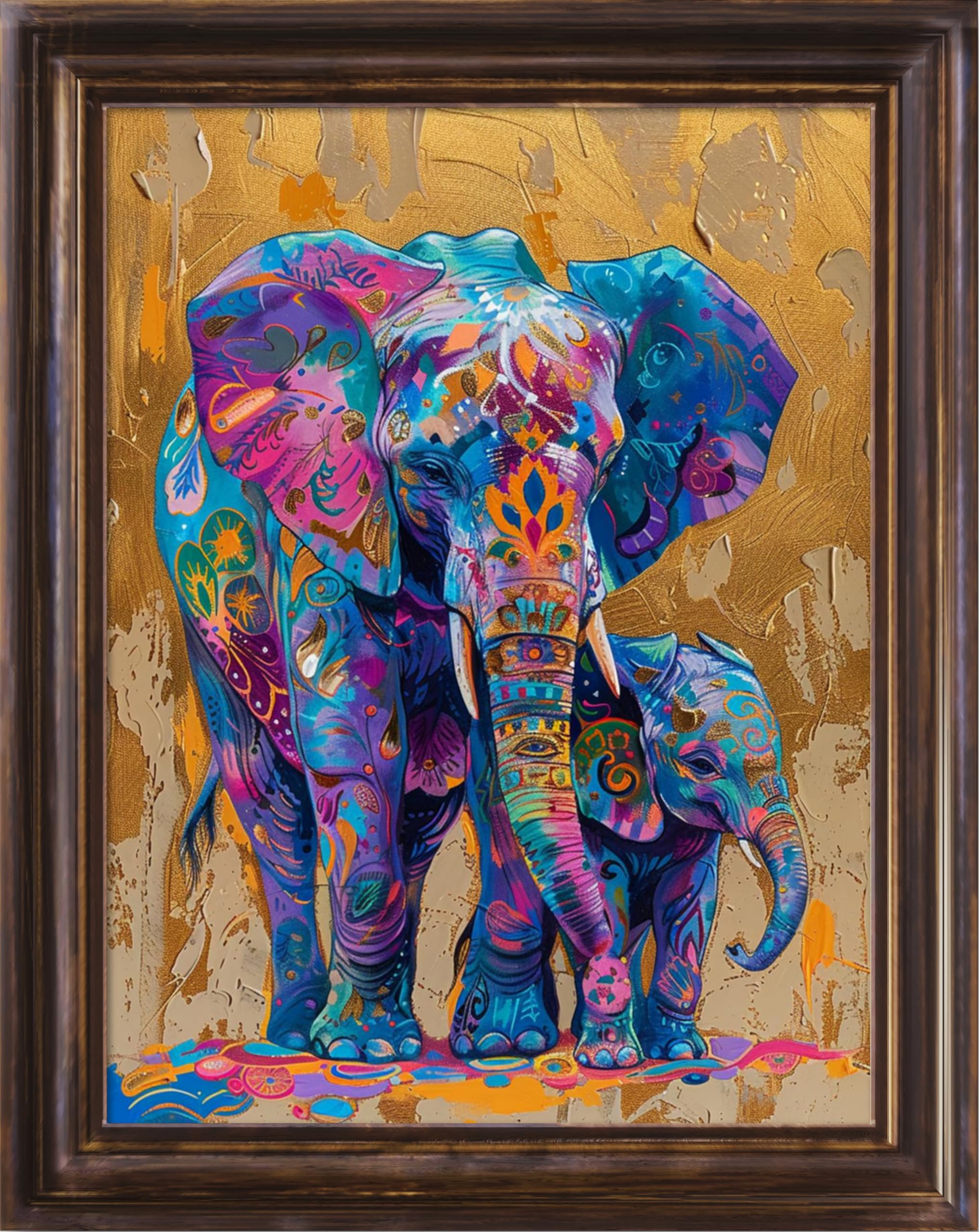 Leczany Cross Stitch Patterns Stamped Kit for Beginners | Embroidery Supplies DIY Craft Kit Needlepoint for Adults Starter | 11CT, 3 Strands | Two Colorful Elephants 15.8x20.9 inches