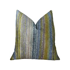 Plutus Brands Plutus Clear Shore Blue Mustard and Lavender Handmade Luxury Pillow 26 x 26