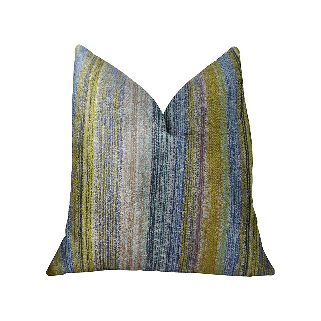 Plutus Brands Plutus Clear Shore Blue Mustard and Lavender Handmade Luxury Pillow 26 x 26