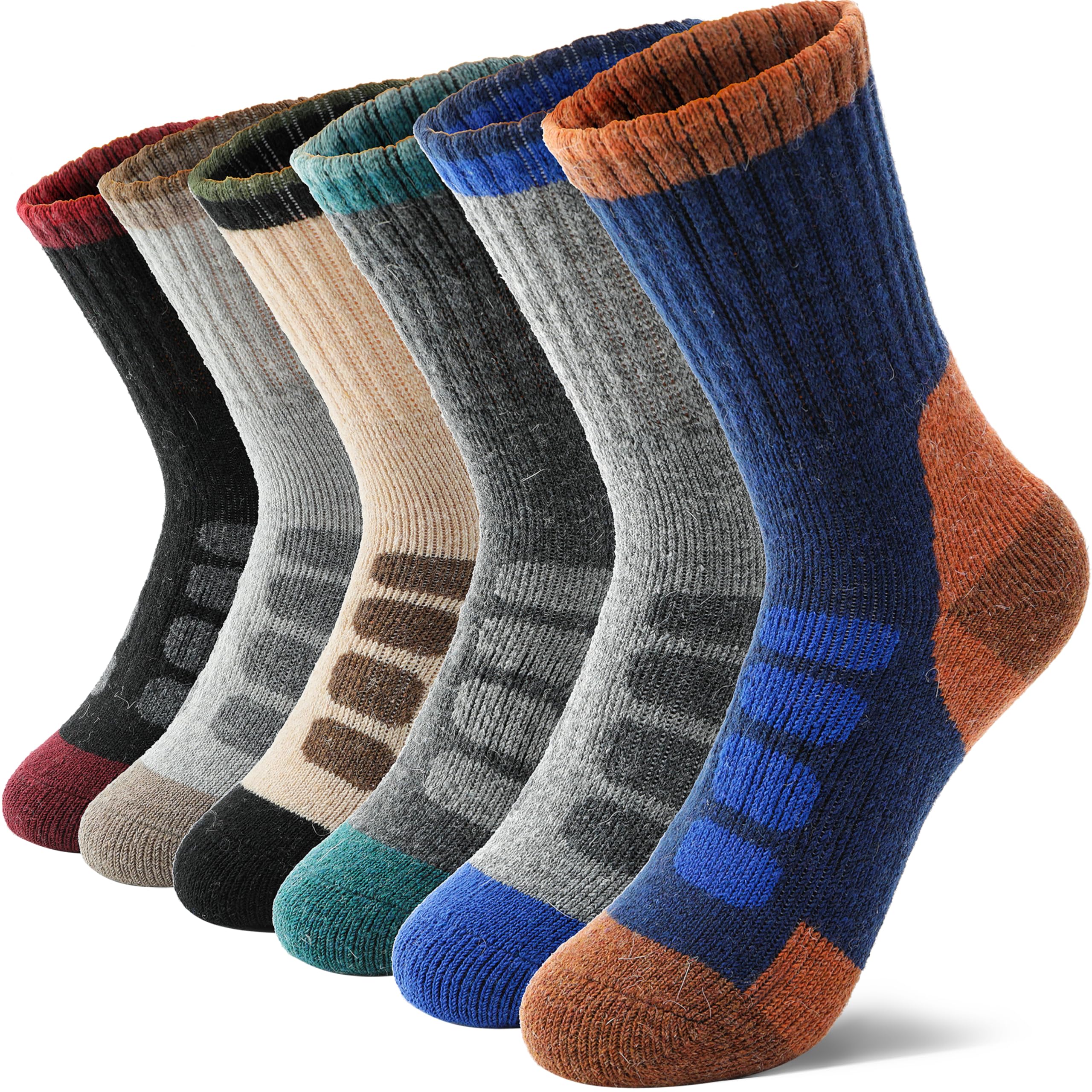 MOSEY KOSY 6 Paires Chaussettes Enfant Laine Mérino pour Marche Garçons Filles Tout-Petits Hiver Thermiques Épaisses Chaudes Rembourrées Chaussettes Crew pour Randonnée