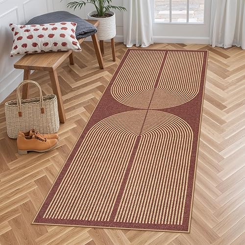 Vista 98 de Lahome Alfombra moderna de yute, de 2 x 8 pies, lavable, para entrada, granja, cocina, antideslizante, para interiores y exteriores, alfombra