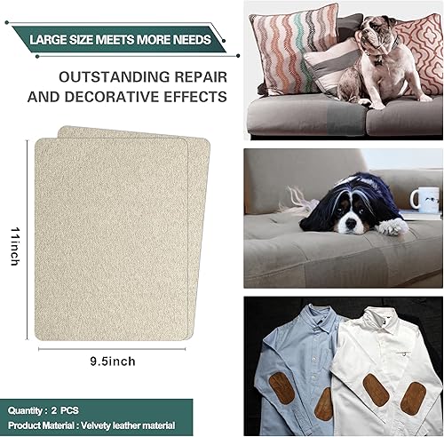 Vista 15 de Azobur Parche de reparación de sofá, parche de microfibra de gran tamaño, tela autoadhesiva, combinación súper rentable (marrón)
