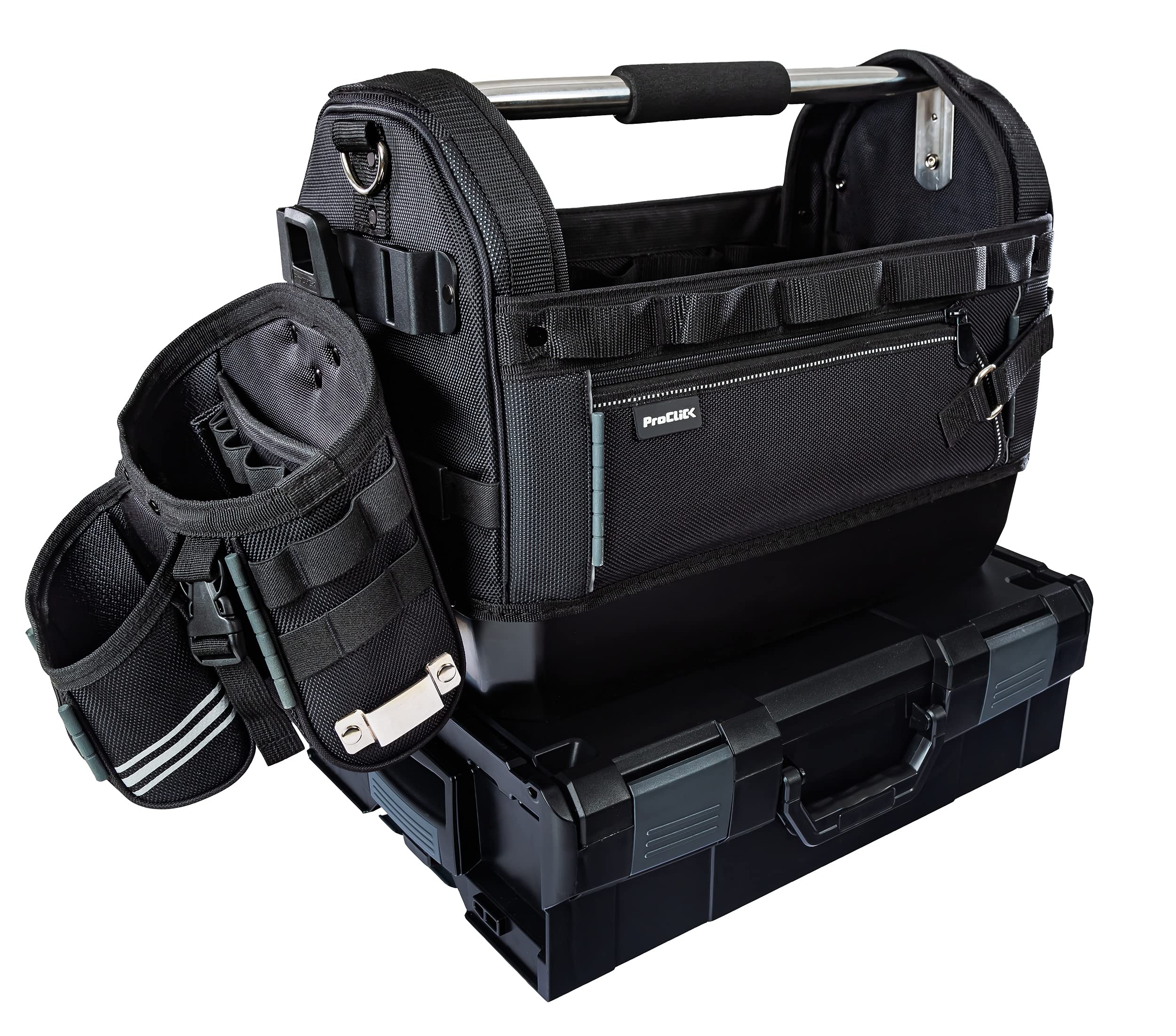 Wfix ProClick Tool Bag M torba narzędziowa otwarta 48 × 33 × 24 cm – firmy BS Systems, Joint Company L-BOXX & Sortimo kompatybilny z L-BOXX, profesjonalny uchwyt na narzędzia z poliestru 1000D | wraz
