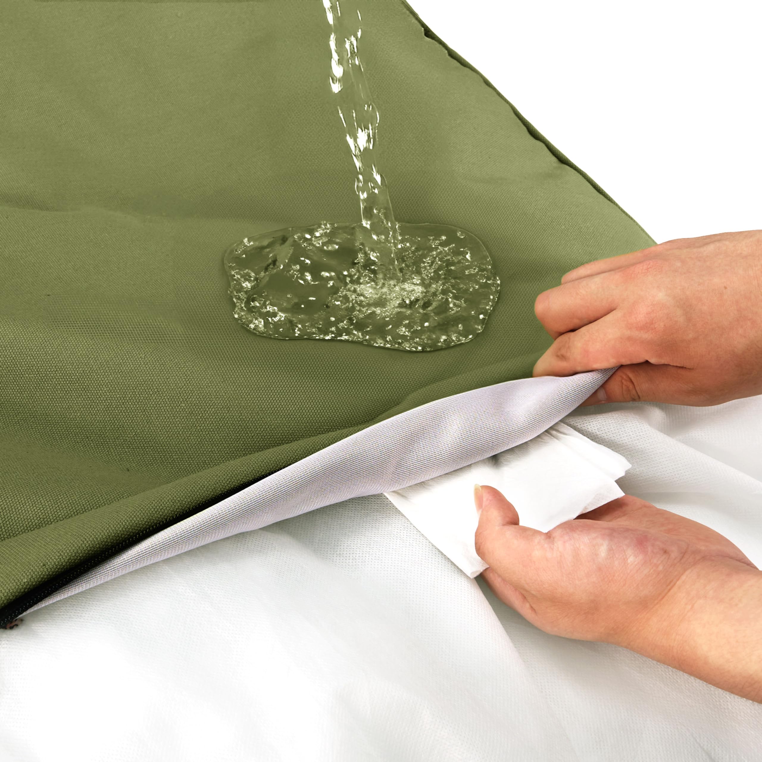 Sytopia 36 Inch Indestructible Canvas Dog Bed, Chew Proof Outdoor Pet Bed, Waterproof Washable Removable Cover, Patio Pet Pad, Green