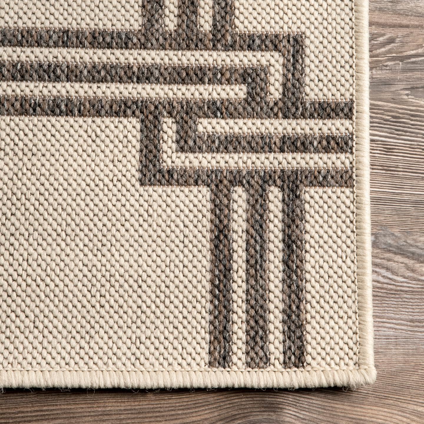 nuLOOM Malaya Greek Trellis Indoor/Outdoor Area Rug, 6'7" x 9', Ivory