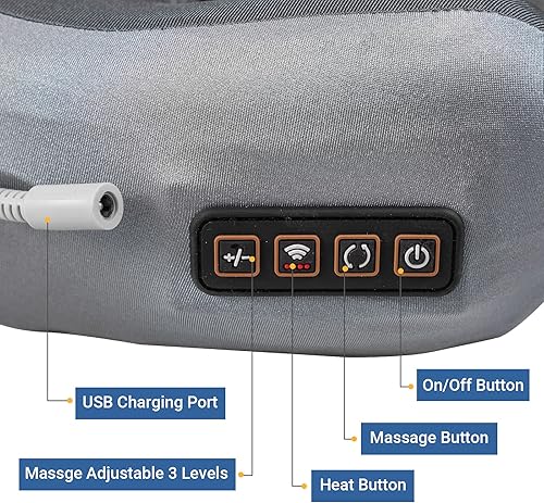 Miniatura 5 de EEZEE Almohada de masaje de cuello con 3 modos de vibración para el cuello, la espalda y las piernas, relajación y apoyo, almohada de cuello de