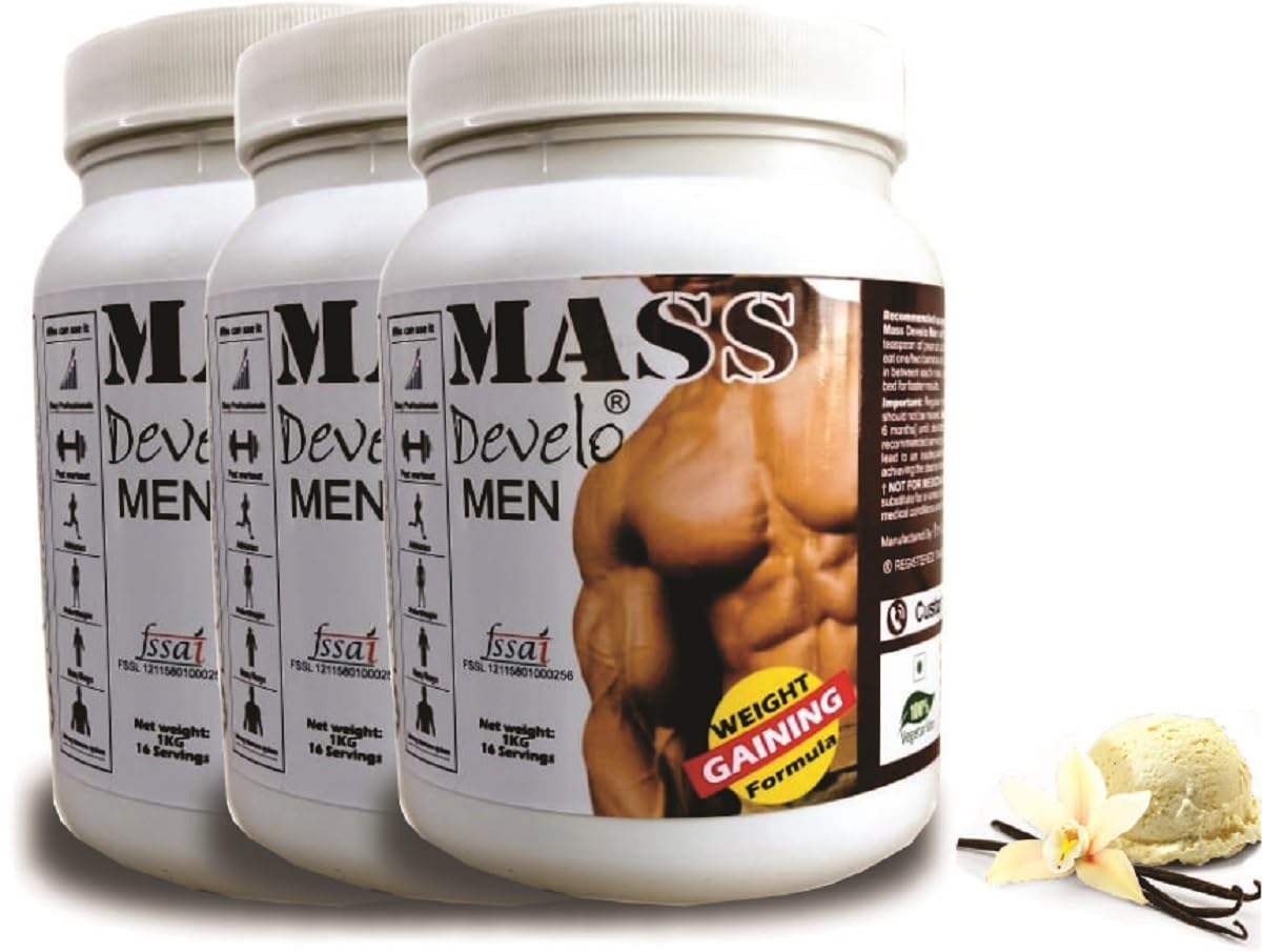 Develo Men’s Mass Gainer Protein (Whey, Soy & Milk) Powder, My Fuel for Big Muscles & Optimum Gains – 3kg (Pack of 3) Vanilla (B0D419FKVT) Amazon Price History, Amazon Price Tracker