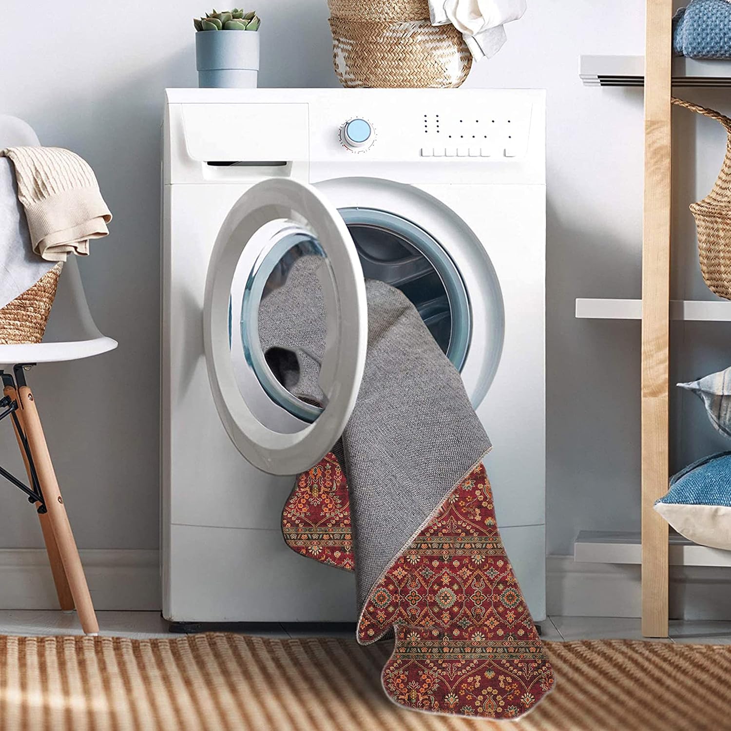 Linon Home Decor Products The Anywhere Washable Rug Yarit Garnet & Ivory 2' X 3' Accent Rug