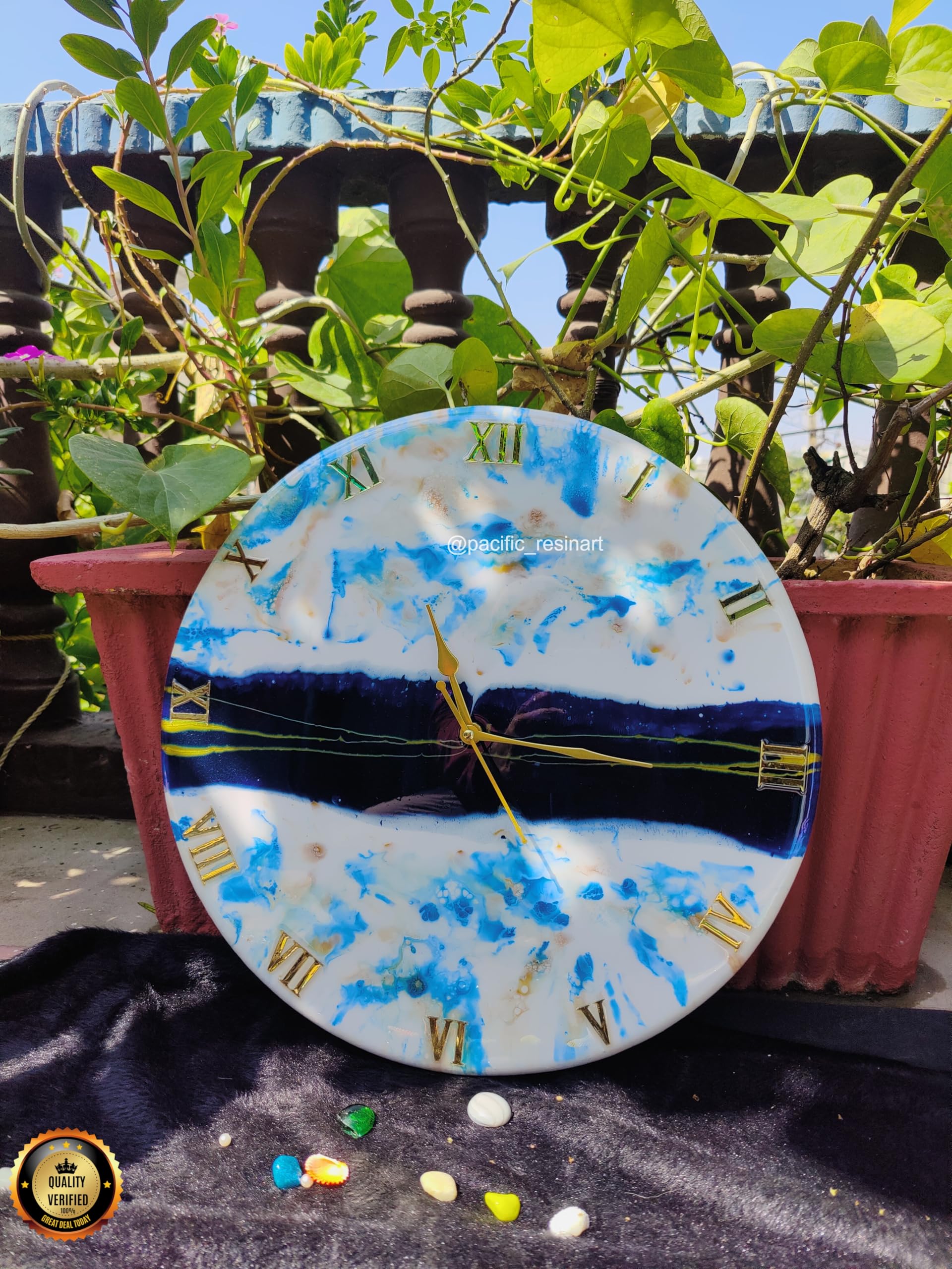 Heaven Furnitures Wall Clock || Resin Art Wall Clock || Wall Decor || Premium Wall Clock || 22mm Thickness || Quality Verified || Resin Art (Ticking Thunder, 61cm x 61cm (King Size 24inch))