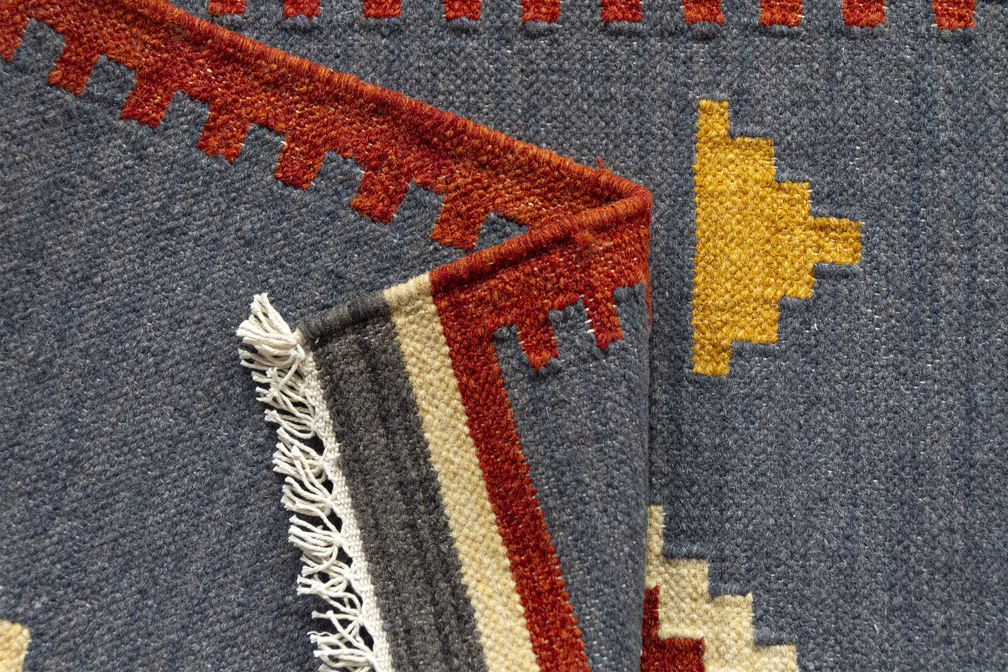 HAMID - Kelim Teppich Lori mit Geometrischem Oriental Design - 100% Wolle - Handgeknüpfter Kelim - Flurteppich, Wohnzimmer, Schlafzimmer, Wohnzimmer (D.1, 110x60cm)