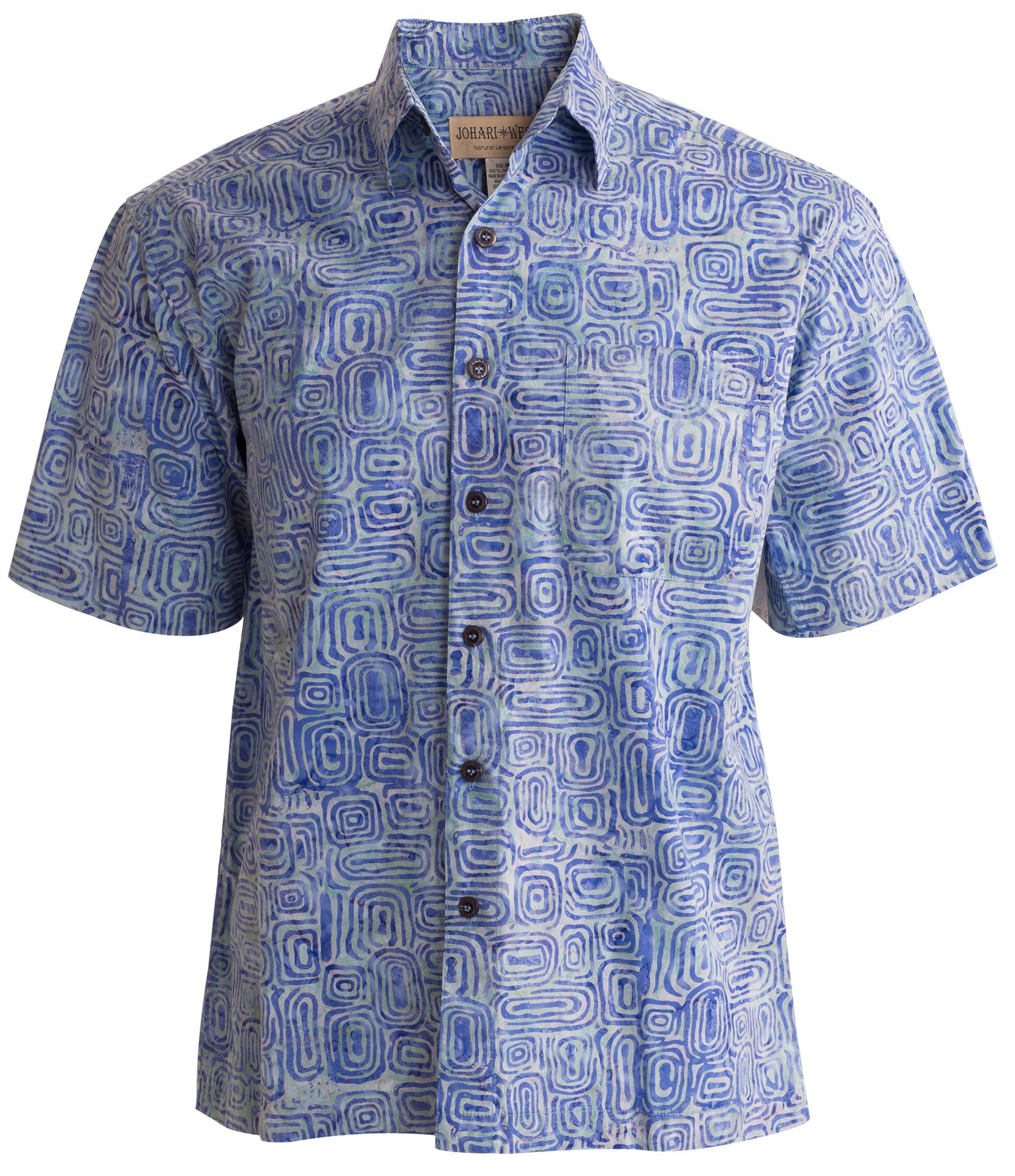Johari West Ripple Rosso Tropical Hawaiian Cotton Batik Shirt