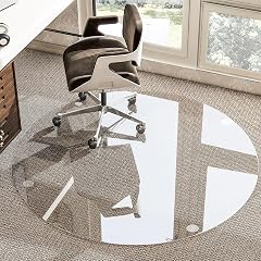 HARRITPURE Tempered Glass Chair Mat 46 inch Heavy Duty Round Hard Floor Mat for Office Desk Rolling Chair
